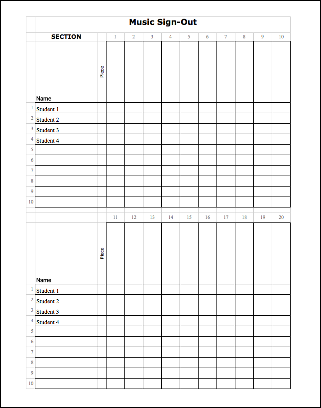 Sign Out Sheets Template